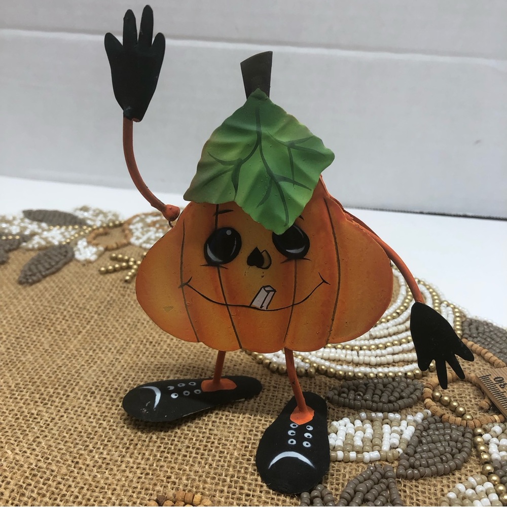 Halloween Tin Jack O Pumpkin Wobbly Jolly Figure